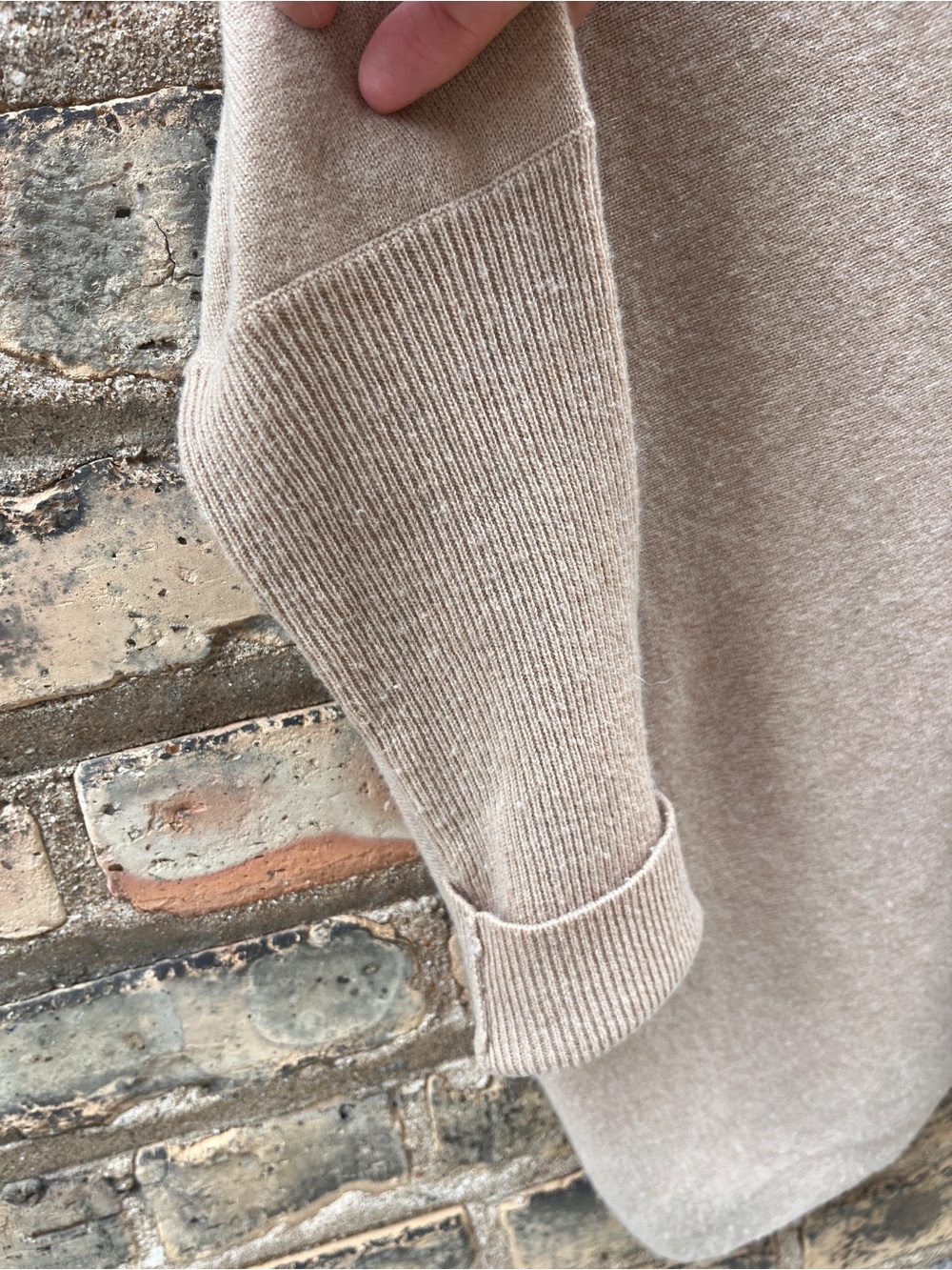 REPEAT Wool Cashmere Oversized Fine Knit Sweater Beige Size Medium - Picture 4 of 11